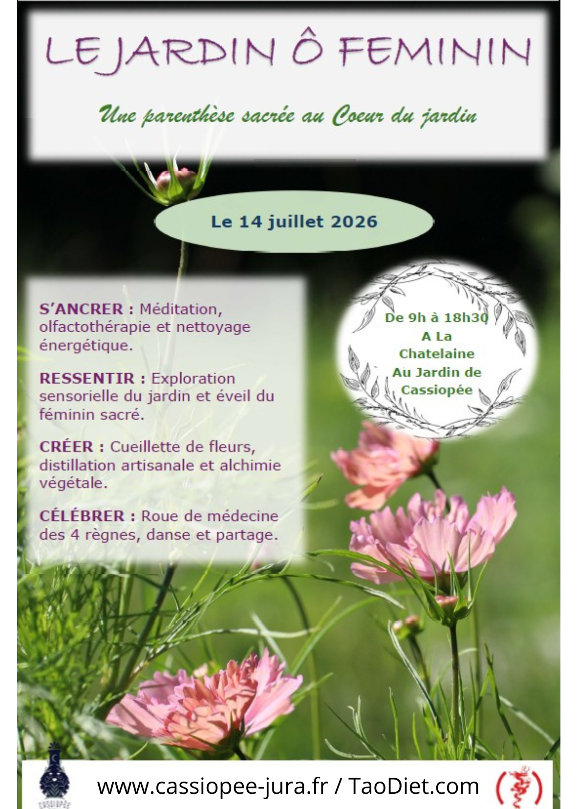 aff. Jardin au feminin 14 juillet 26 www.cassiopee jura.fr TaoDiet.com - Cassiopée Jura